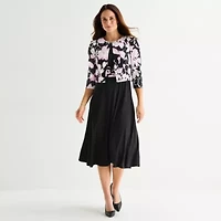 Jessica Howard Womens Floral Midi Jacket Dress