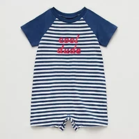 Okie Dokie Baby Boys Short Sleeve Striped Romper
