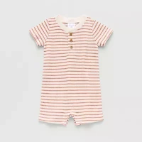 Okie Dokie Baby Boys Short Sleeve Striped Romper