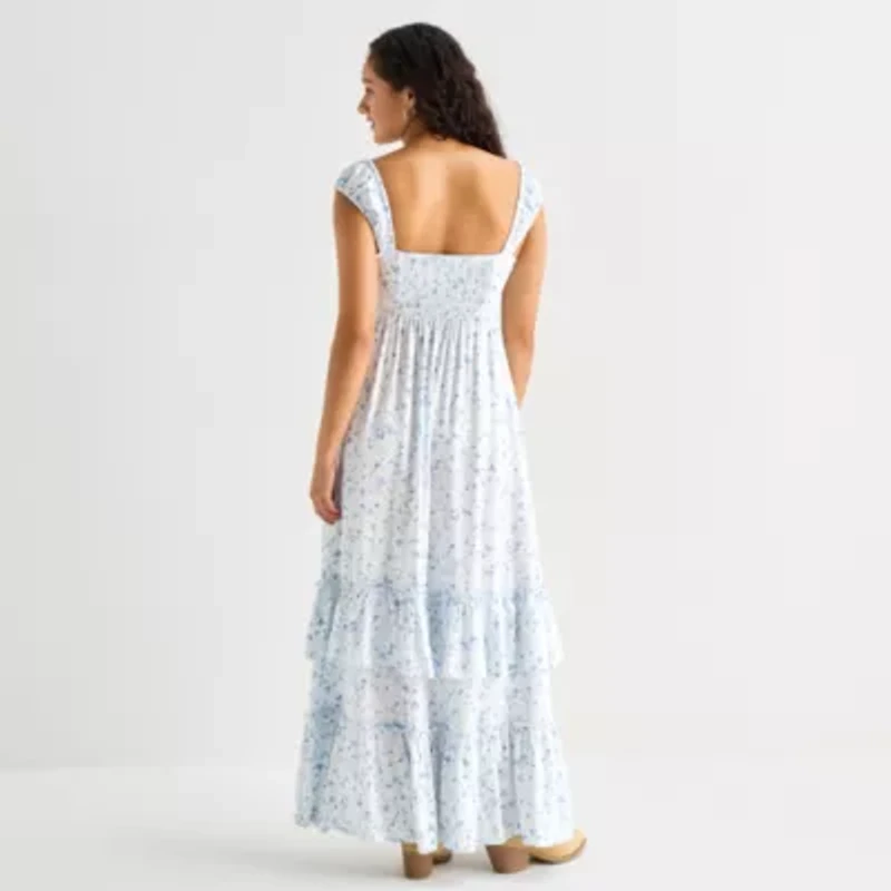 Arizona Womens Juniors Sleeveless Floral Maxi Dress