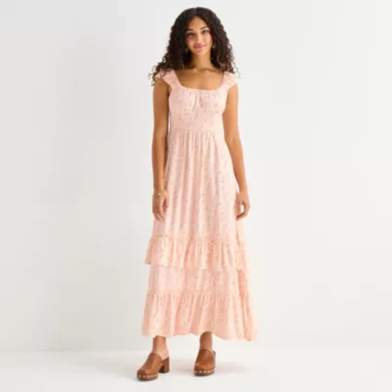 Arizona Womens Juniors Sleeveless Floral Maxi Dress