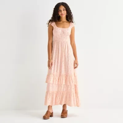 Arizona Womens Juniors Sleeveless Floral Maxi Dress