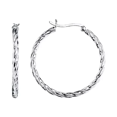 Sterling Silver Rope Hoop Earrings