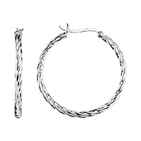 Sterling Silver Rope Hoop Earrings