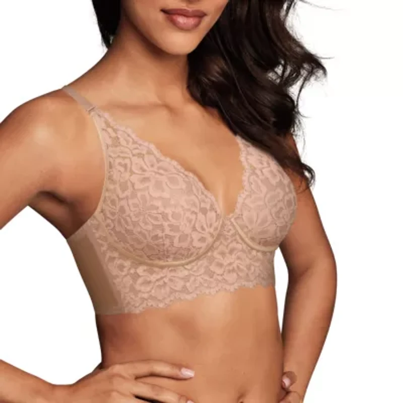 Maidenform Pure Comfort® Womens Lace Light Support Longline Wireless Bralette Dm1188