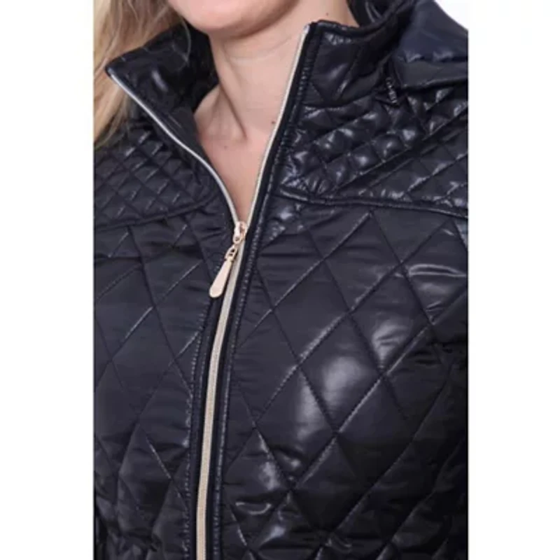 White Mark Womens Hooded Midweight Puffer Jacket