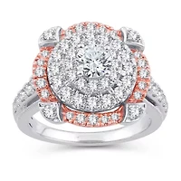 Womens 1 3/4 CT. T.W. Natural White Diamond 10K Gold Rose Round Engagement Ring