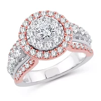 Womens /2 CT. T.W. Natural White Diamond 10K Gold Rose Round Engagement Ring