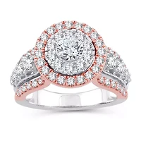 Womens /2 CT. T.W. Natural White Diamond 10K Gold Rose Round Engagement Ring