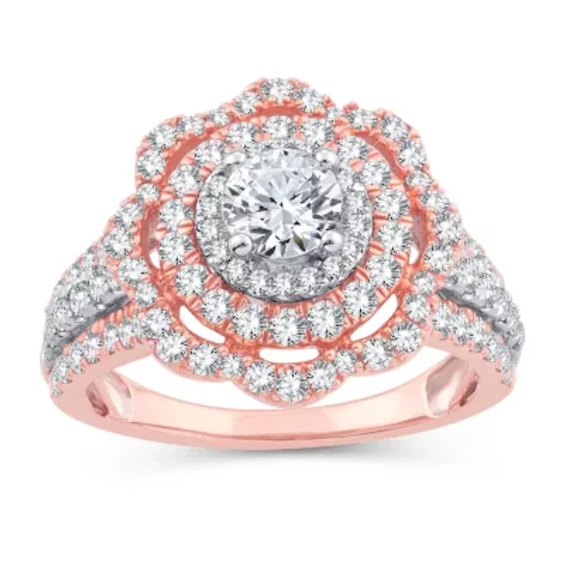 Womens / CT. T.W. Natural White Diamond 10K Gold Rose Round Engagement Ring