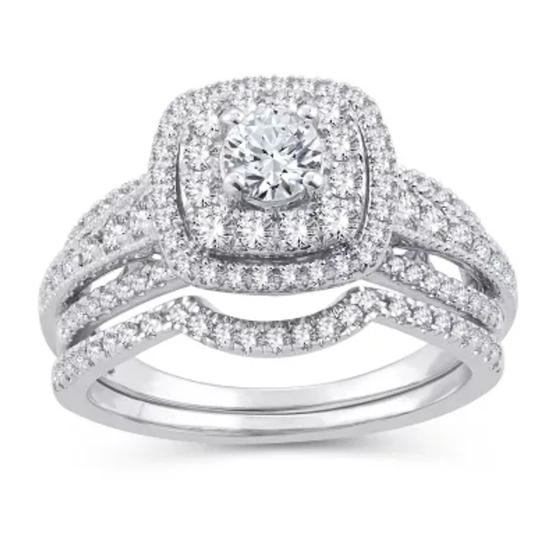 Womens 1 CT. T.W. Natural White Diamond 10K Gold Cushion Engagement Ring