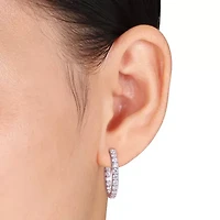 Womens 2 1/2 CT. T.W. Lab Created White Moissanite 10K White Gold 25mm Hoop Earrings