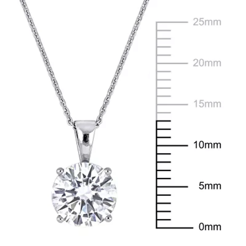 Womens 2 CT. Lab Created White Moissanite 14K White Gold Round 17 Inch Pendant Necklace