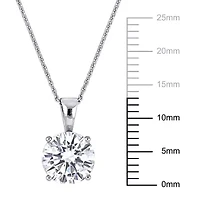 Womens 2 CT. Lab Created White Moissanite 14K White Gold Round 17 Inch Pendant Necklace