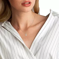 Womens 2 CT. Lab Created White Moissanite 14K White Gold Round 17 Inch Pendant Necklace