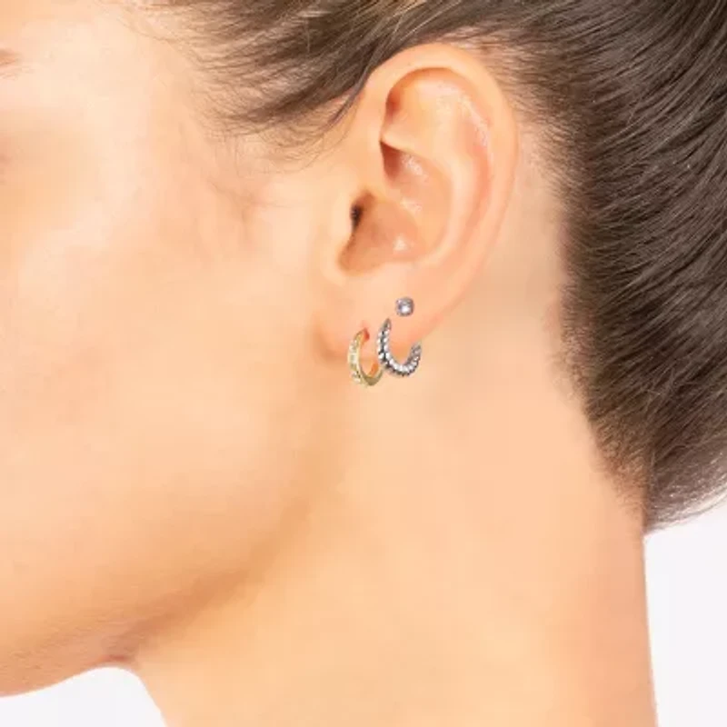 Sparkle Allure Womens Crystal 3 Pair Earring Set