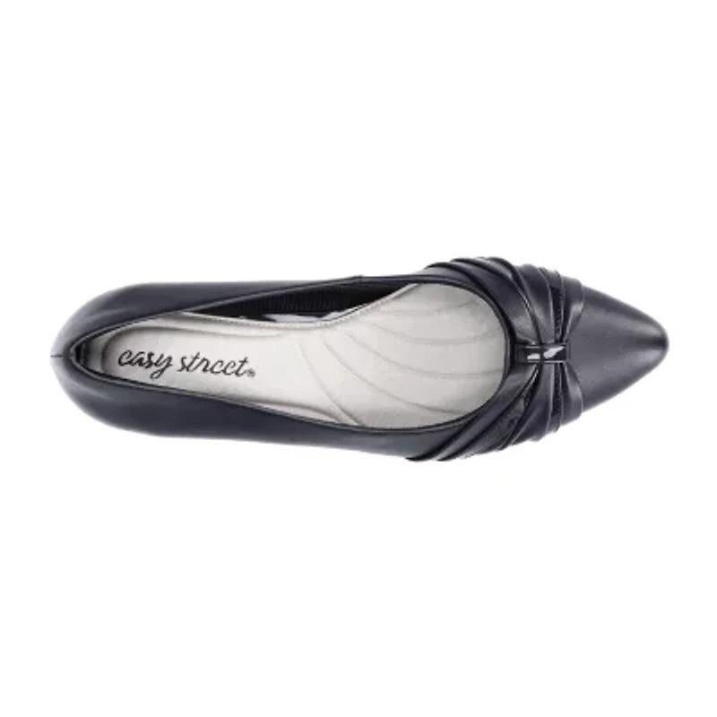 Easy Street Millie Womens Pointed Closed Toe Block Heel Pumps