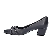 Easy Street Millie Womens Pointed Closed Toe Block Heel Pumps