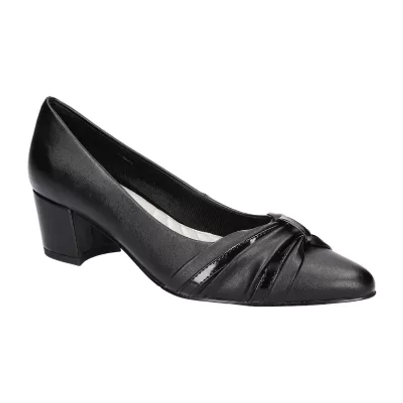Easy Street Millie Womens Pointed Closed Toe Block Heel Pumps