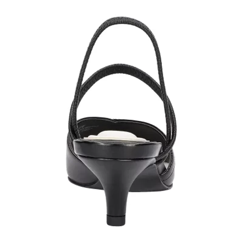 Easy Street Unna Womens Round Kitten Heel Pumps