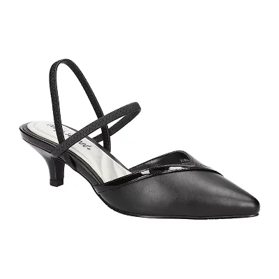 Easy Street Unna Womens Round Kitten Heel Pumps