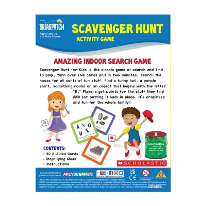 Briarpatch Scholastic Scavenger Hunt Activity Game Card Game