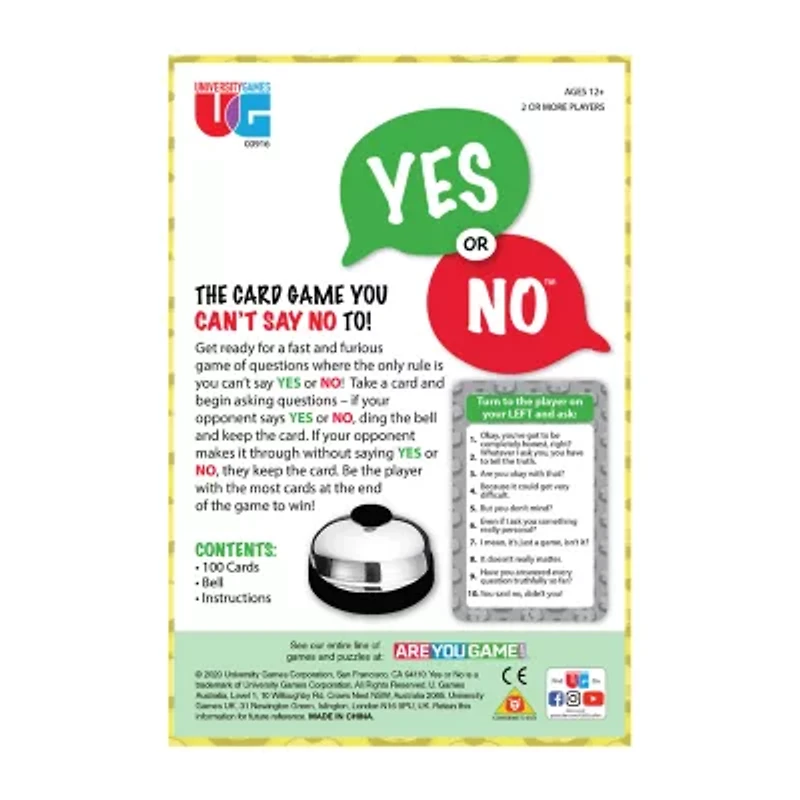 University Games Yes Or No Game Card Game