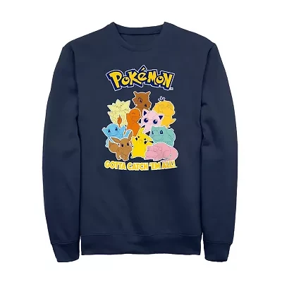 Mens Crew Neck Long Sleeve Pokemon Sweatshirt