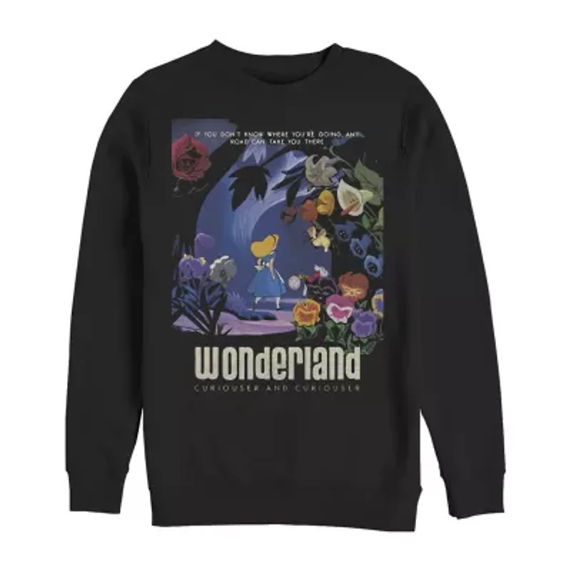 Mens Crew Neck Long Sleeve Alice Wonderland Sweatshirt