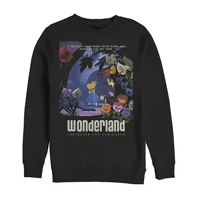 Mens Crew Neck Long Sleeve Alice Wonderland Sweatshirt