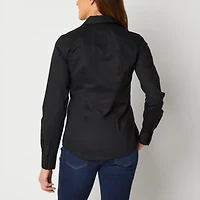 Liz Claiborne Womens Long Sleeve Cuffed Regular Fit Wrinkle Free Tall Button-Down Shirt