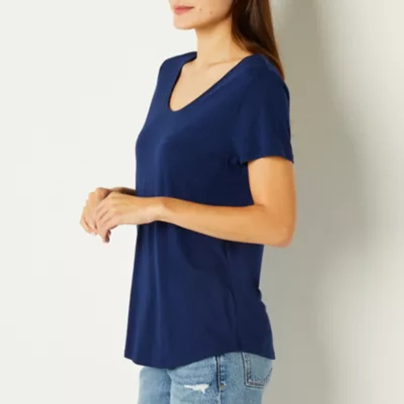 a.n.a Womens Scoop Neck Short Sleeve Tall T-Shirt
