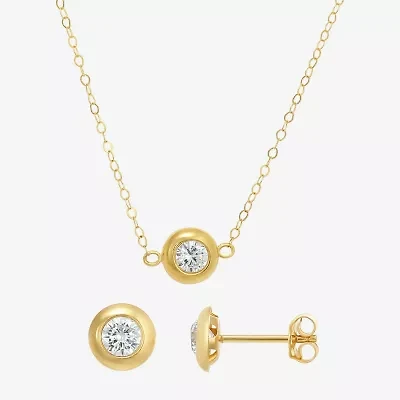 Womens Cubic Zirconia 10K Gold Round 2-pc. Jewelry Set