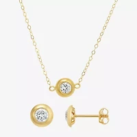 Womens Cubic Zirconia 10K Gold Round 2-pc. Jewelry Set