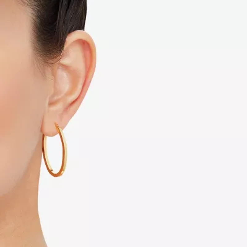 Womens 10K Gold 22mm Round Hoop Earrings