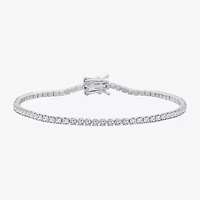 Diamonart Womens Cubic Zirconia Sterling Silver Round 7.25 Inch Tennis Bracelet