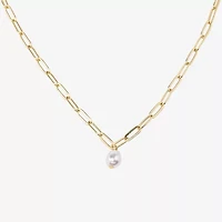 Bijoux Bar Delicates Gold Tone Womens Simulated Pearl 18 Inch Pendant Necklace