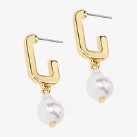 Bijoux Bar Delicates Womens Simulated Pearl Drop Earrings