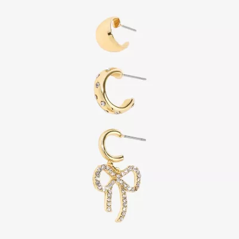 Bijoux Bar Delicates Womens Crystal Bow Earring Set
