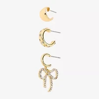Bijoux Bar Delicates Womens Crystal Bow Earring Set