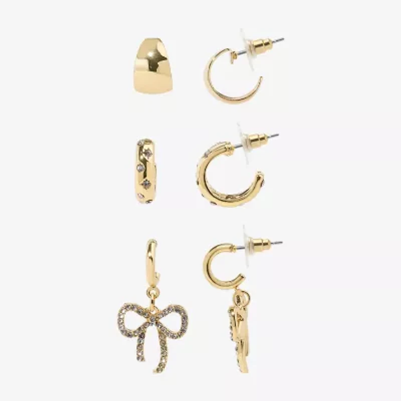 Bijoux Bar Delicates Womens Crystal Bow Earring Set