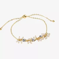 Bijoux Bar Delicates Delicates Womens Crystal Simulated Pearl Bolo Bracelet