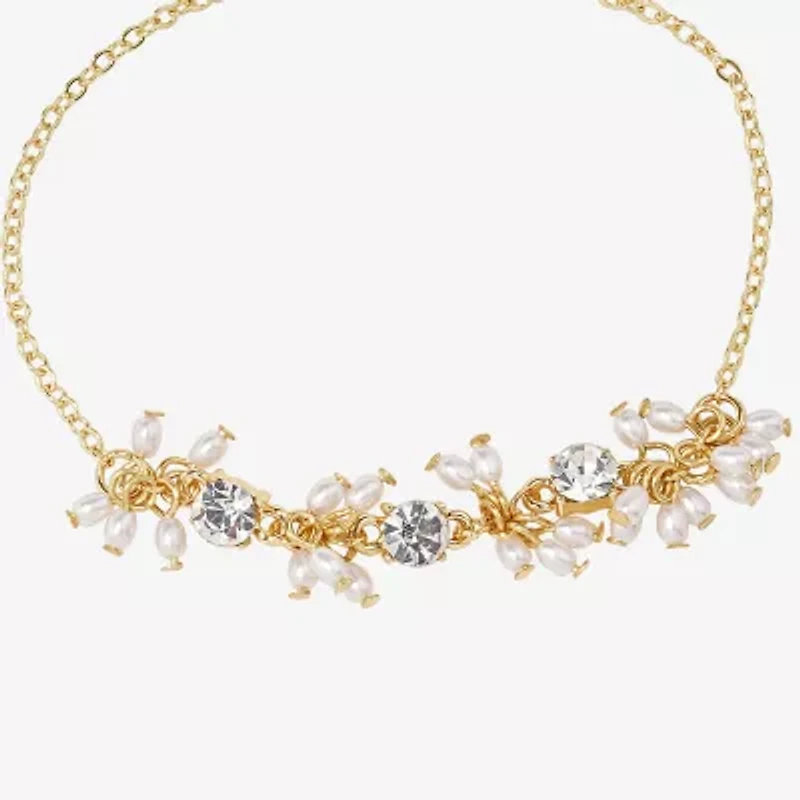 Bijoux Bar Delicates Delicates Womens Crystal Simulated Pearl Bolo Bracelet