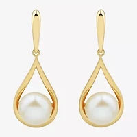 Womens White Cultured Freshwater Pearl 14K Gold Over Silver Drop Earrings