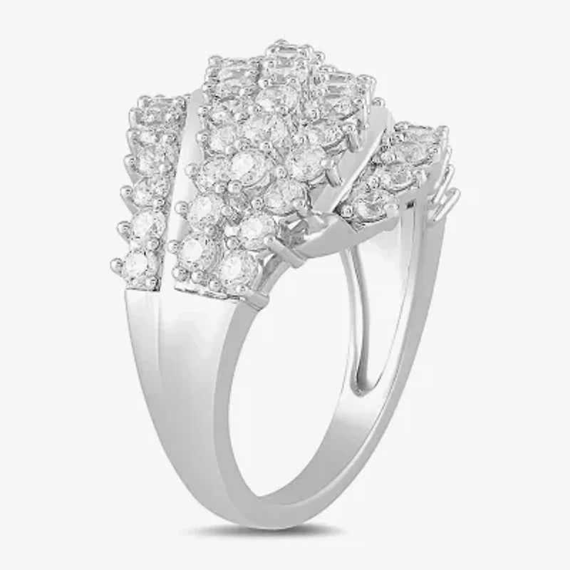 Womens 2 CT. T.W. Lab Grown White Diamond 10K Gold Cocktail Ring