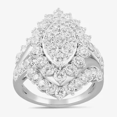 Womens 4 CT. T.W. Lab Grown White Diamond 10K Gold Marquise Cocktail Ring