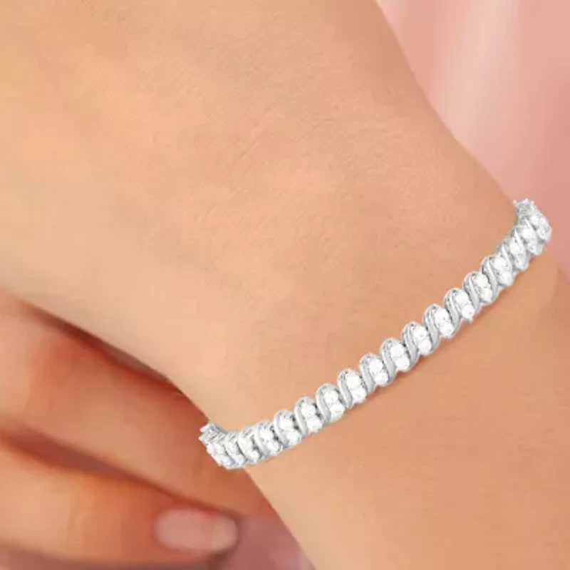 Womens 4 CT. T.W. Lab Grown White Diamond 10K Gold 7.25 Inch Tennis Bracelet
