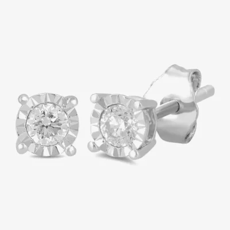 Womens 1 CT. T.W. Lab Grown White Diamond Sterling Silver Round Earring Set