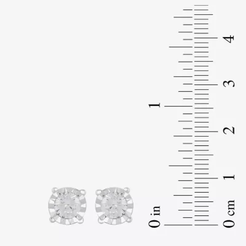 Womens 1 CT. T.W. Lab Grown White Diamond Sterling Silver Round Earring Set