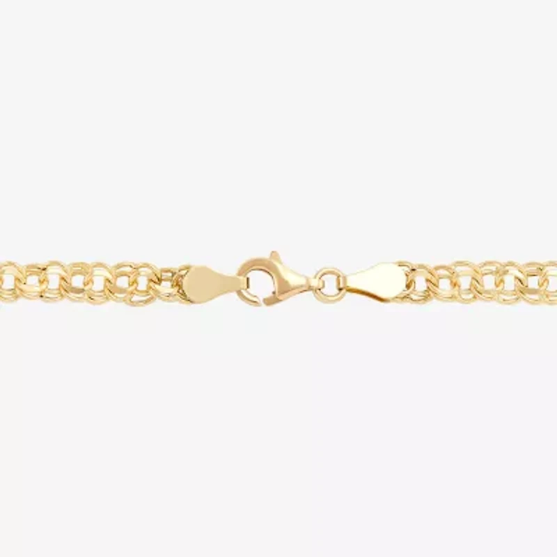 Womens 10K Gold 7.25 Inch Hollow Fashion Chain Bracelet
